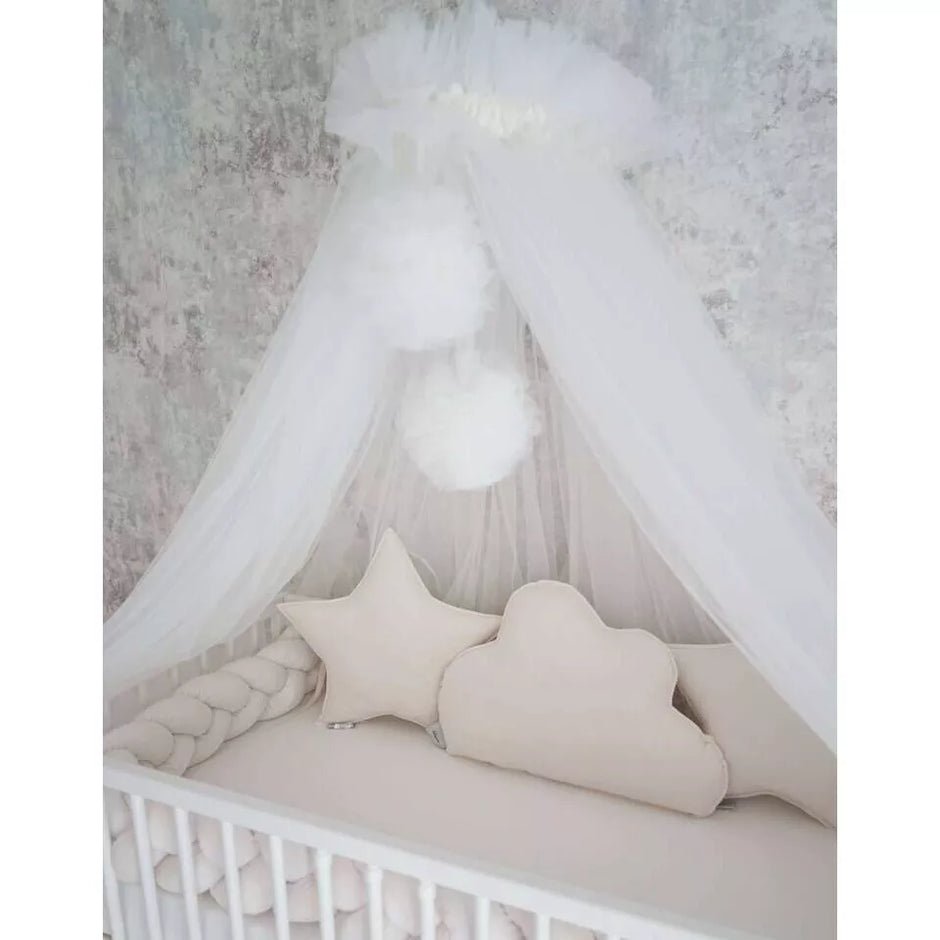 Apsaugėlė lovytei Pynė+3 pagalvėlės BELISIMA VELVET Ecru