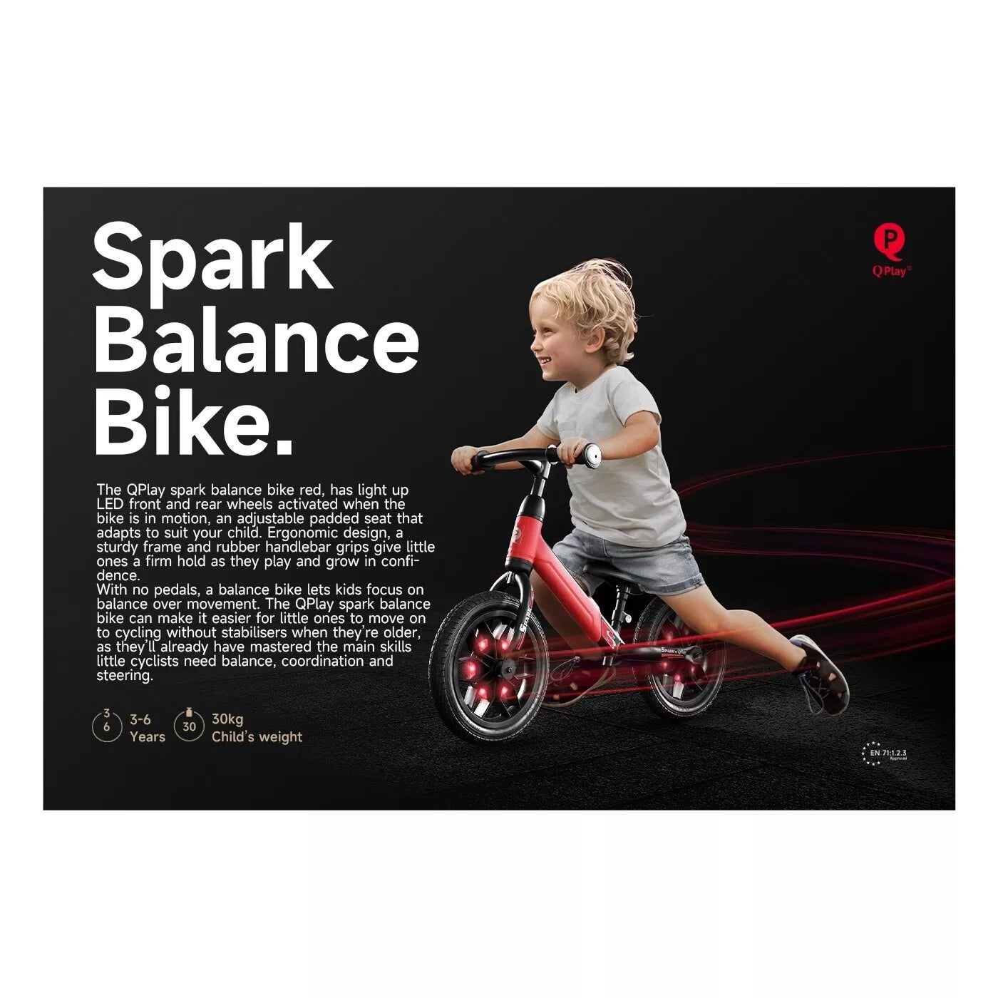 Balansinis dviratukas šviečiančiais ratais Q Play SPARK Green