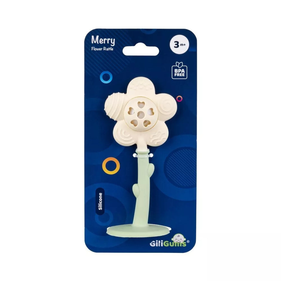Barškutis-Kramtukas silikoninis GiliGums FLOWER MERRY Mint