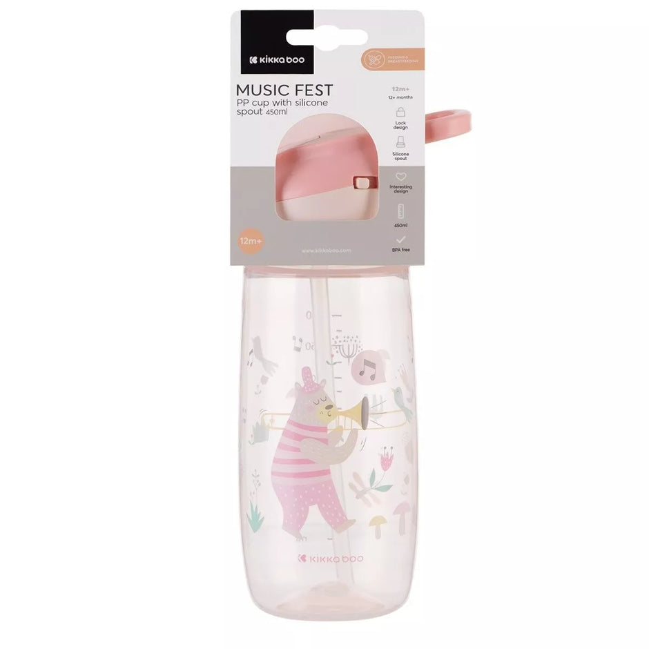Gertuvė su silikoniniu snapeliu MUSIC FEST Pink