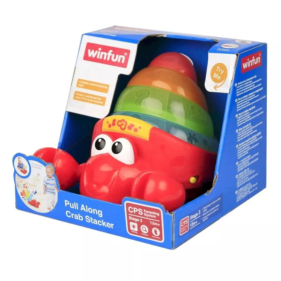 Interaktyvus žaislas-piramidė su ratukais,šviesomis ir garsais Winfun CRAB