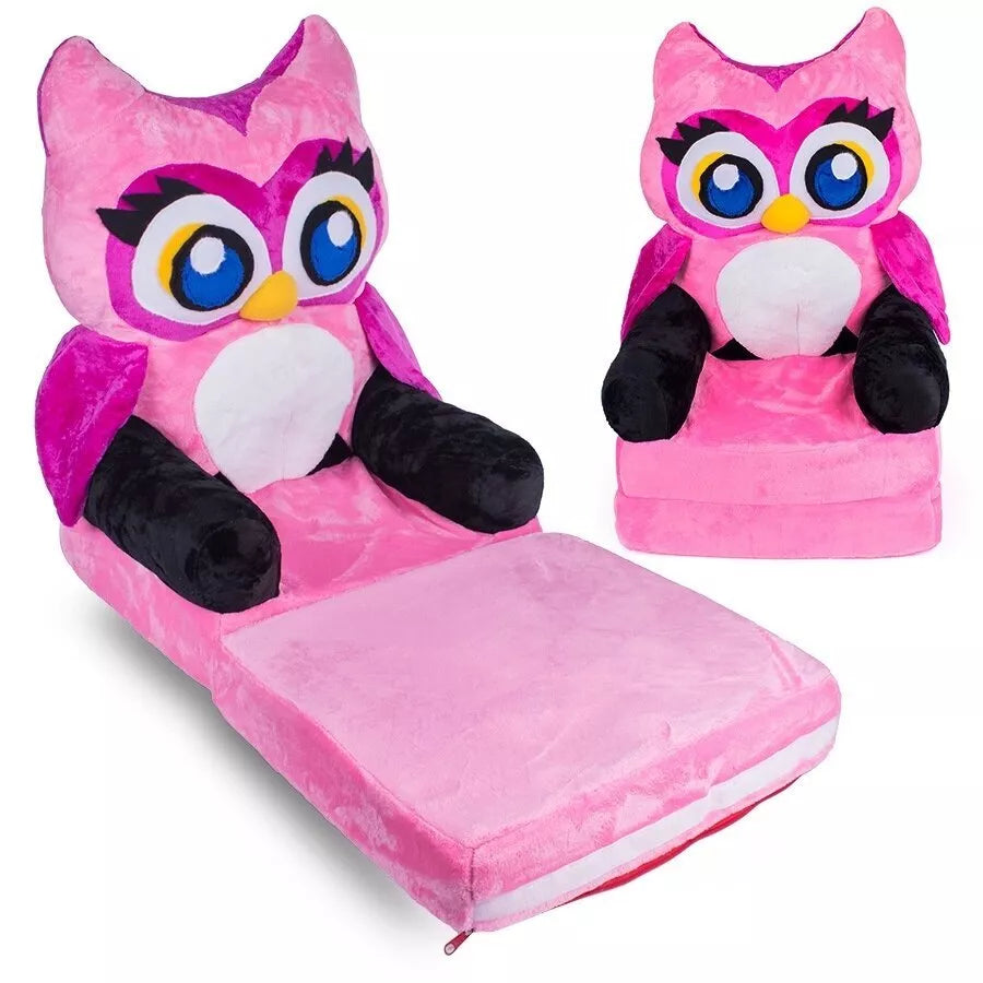 Ištiesiamas vaikiškas fotelis OWL Pink
