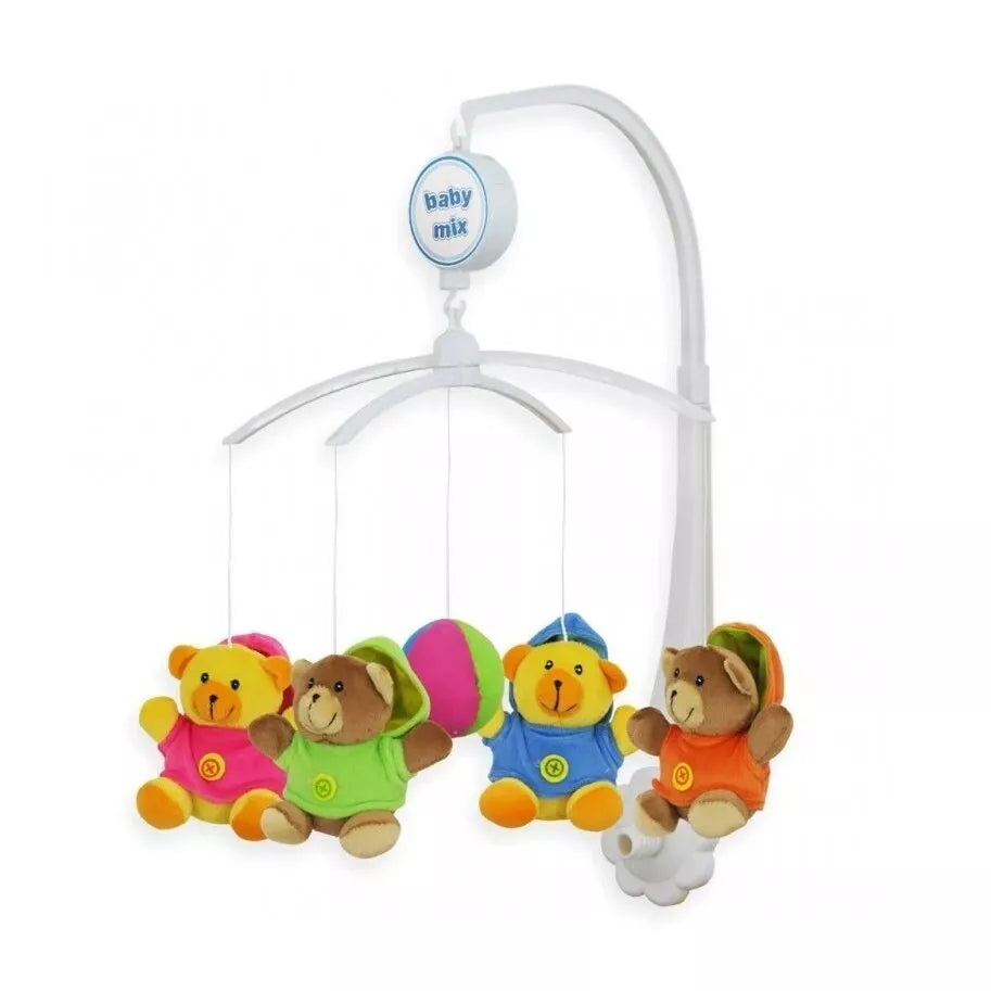 Karuselė muzikinė su minkštais žaisliukais Baby Mix PLAYFUL LITTLE BEARS