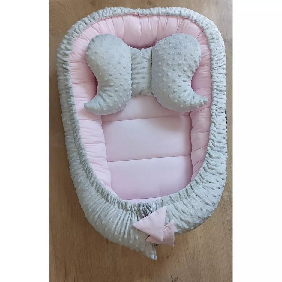 Kokonas-Lizdelis naujagimiams su pagalvyte DUET MINKI Pink