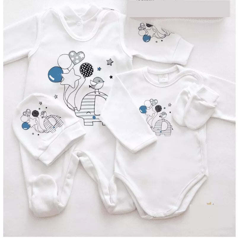 Kūdikio kraitelis - komplektukas Gamex  HELLO 5 dalių, 56 White/Bl