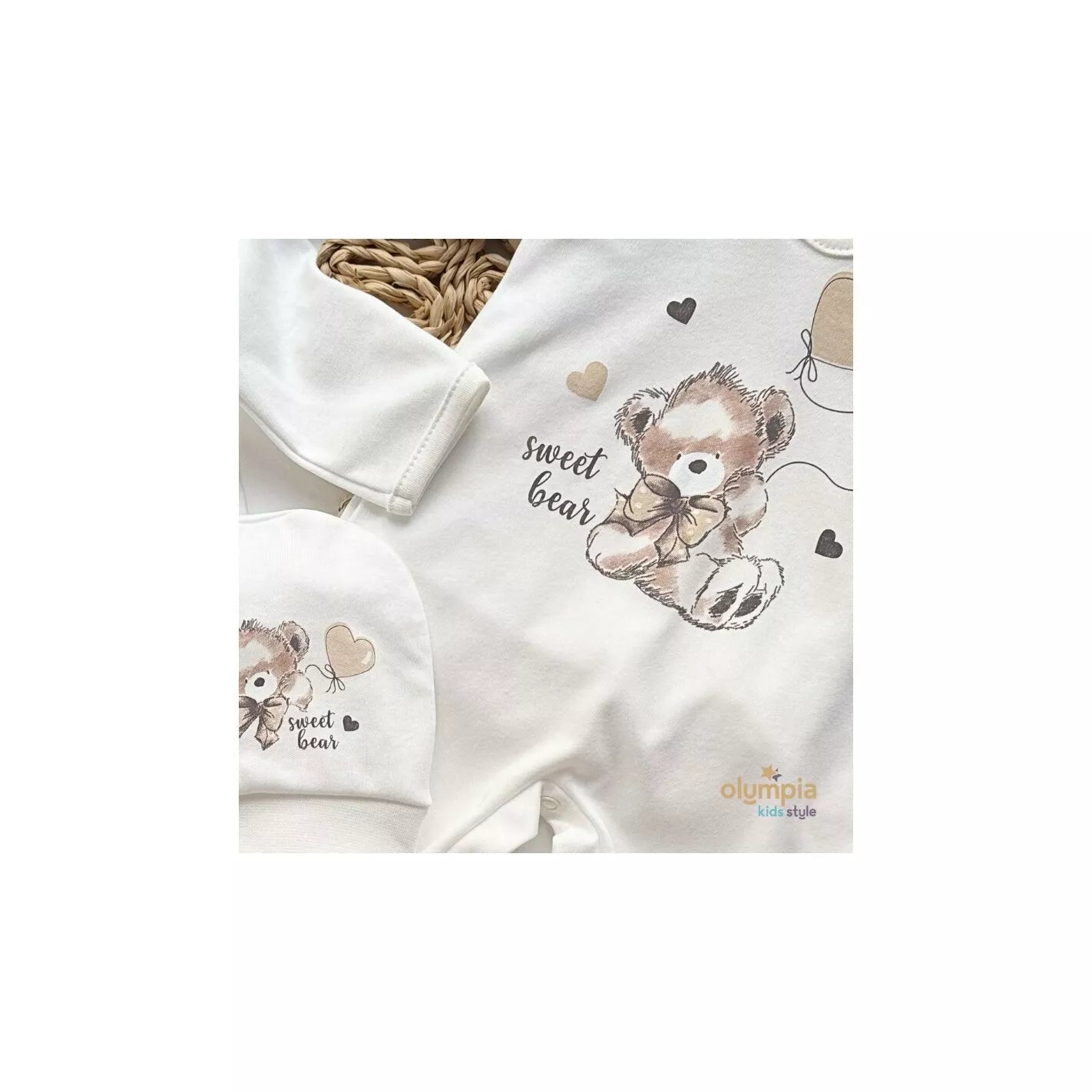 Kūdikio kraitelis - komplektukas Gamex  SWEET BEAR 5 dalių, 62 Ecru
