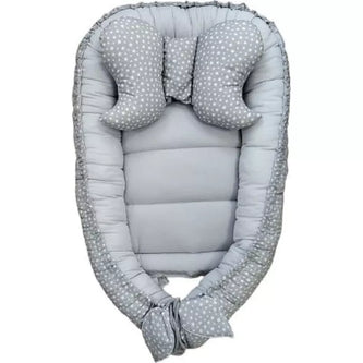 Kokonas-Lizdelis naujagimiams su pagalvyte DUET COTTON STARS Grey