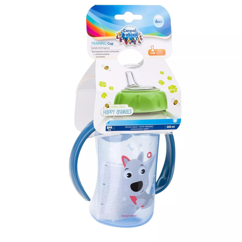 Mokomasis puodelis su silikoniniu snapeliu Canpol CUTE ANIMALS 56/512 Blue