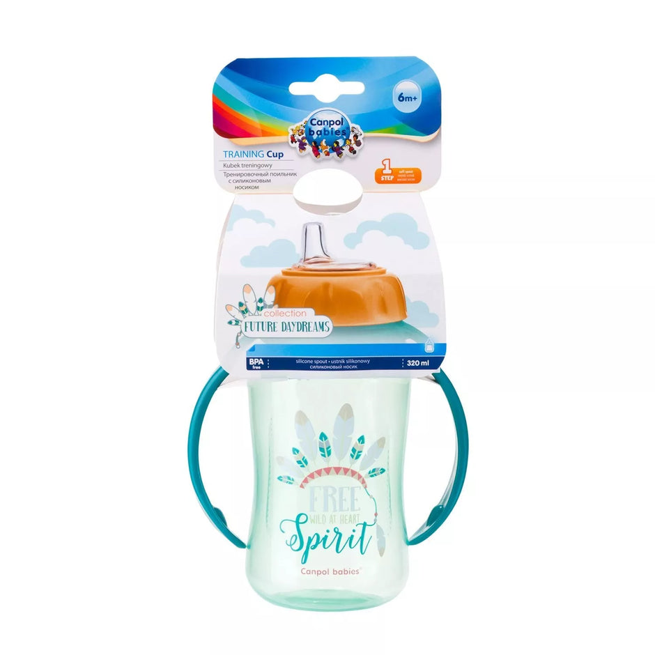 Mokomasis puodelis su silikoniniu snapeliu Canpol FUTURE DAYDREAMS 56/514 Turquoise