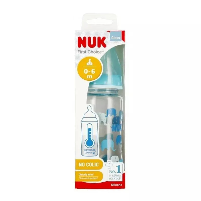 NUK buteliukas stiklinis First Choice+, 240 ml, 0-6