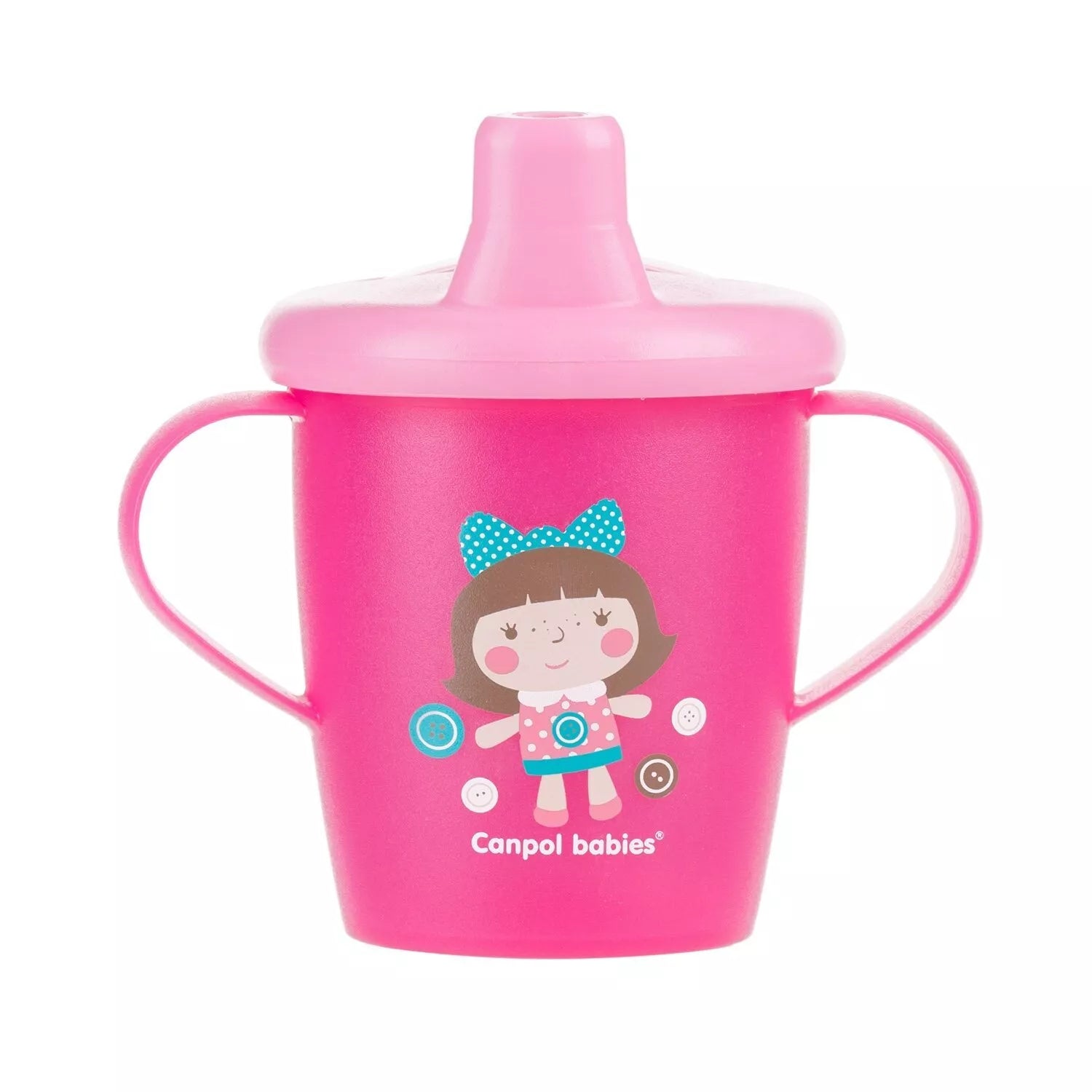 Puodelis neišsiliejantis su rankenomis Canpol TOYS 31/200 Pink