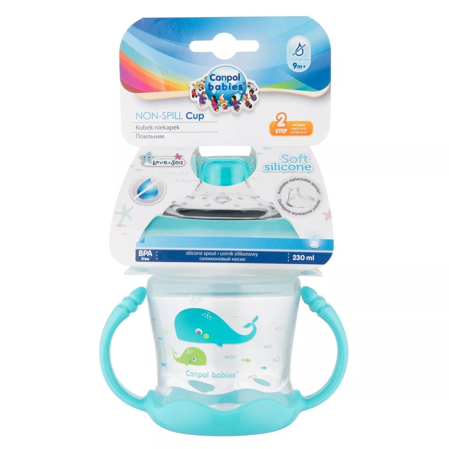 Puodelis neišsiliejantis susilikoniniu snapeliu Canpol LOVE&SEA 57/300 Blue