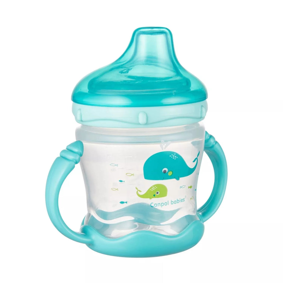 Puodelis neišsiliejantis susilikoniniu snapeliu Canpol LOVE&SEA 57/300 Blue