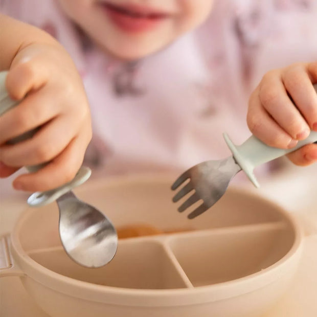 Šaukštelis ir šakutė nerūdijančio plieno BabyOno 1665/01