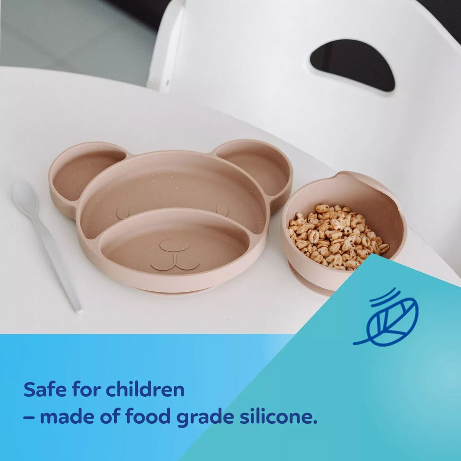 Silikoninė lėkštė su siurbtuku BEAR Canpol 51/401, Cream