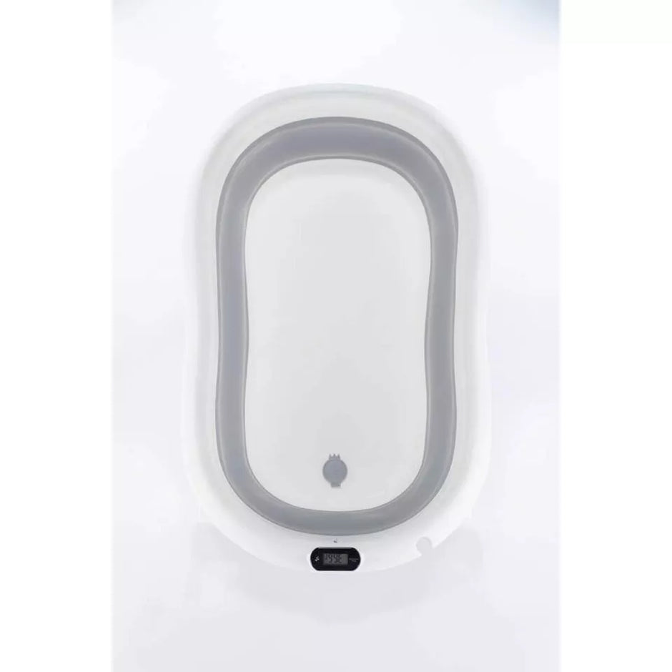 Sulankstoma kūdikio vonelė su termometru ir silikoniniu gultuku BATH&CARE Pink