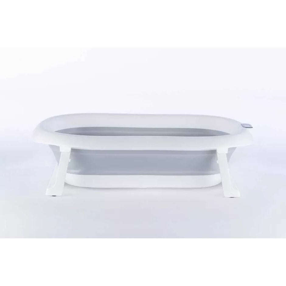 Sulankstoma kūdikio vonelė su termometru ir silikoniniu gultuku BATH&CARE Pink