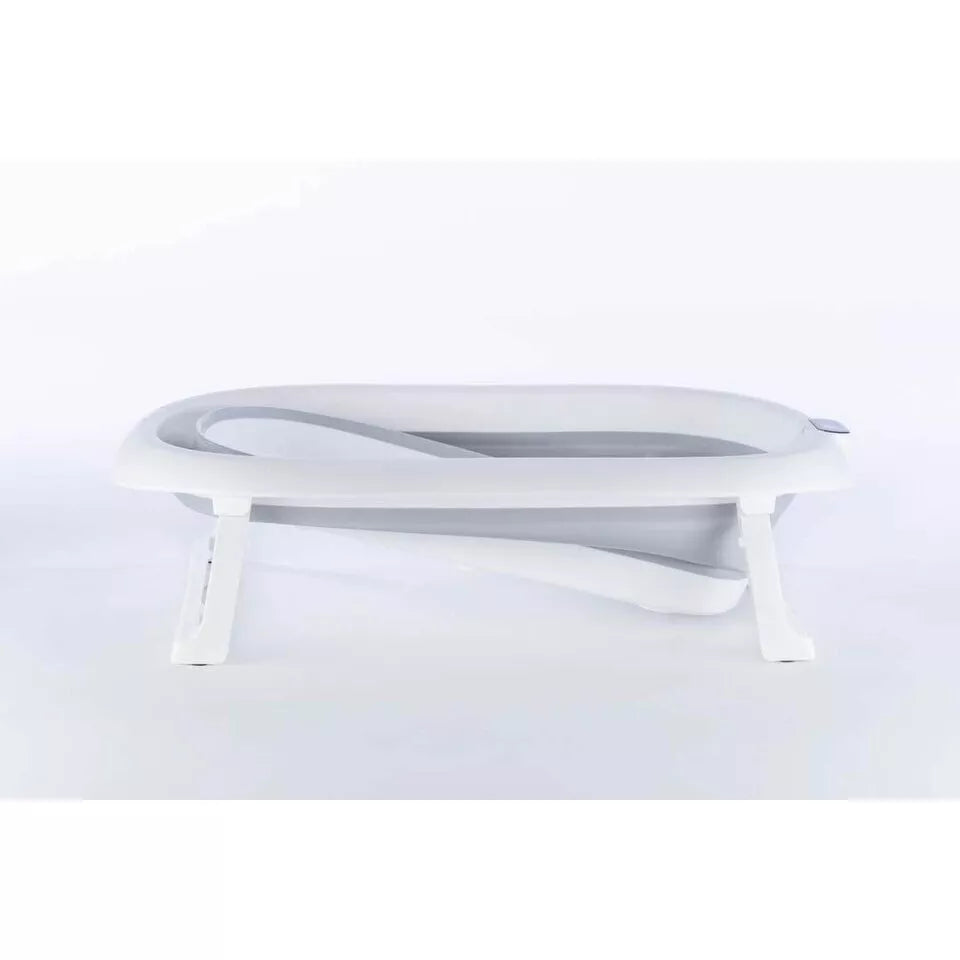 Sulankstoma kūdikio vonelė su termometru ir silikoniniu gultuku BATH&CARE Pink