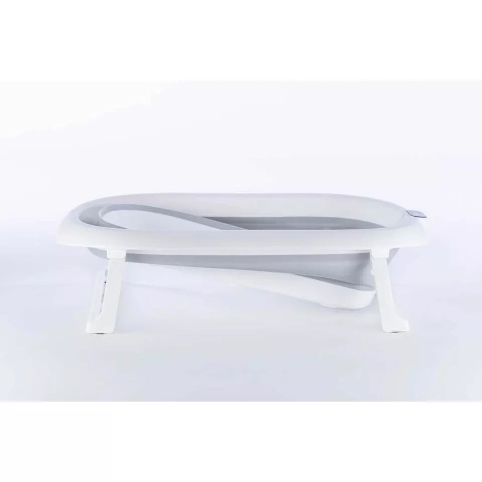 Sulankstoma kūdikio vonelė su termometru ir silikoniniu gultuku BATH&CARE Pink