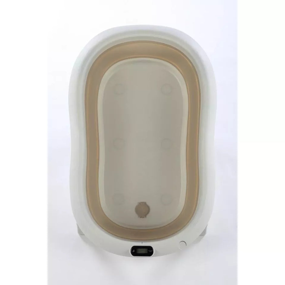 Sulankstoma kūdikio vonelė su termometru ir silikoniniu gultuku BATH&CARE Beige
