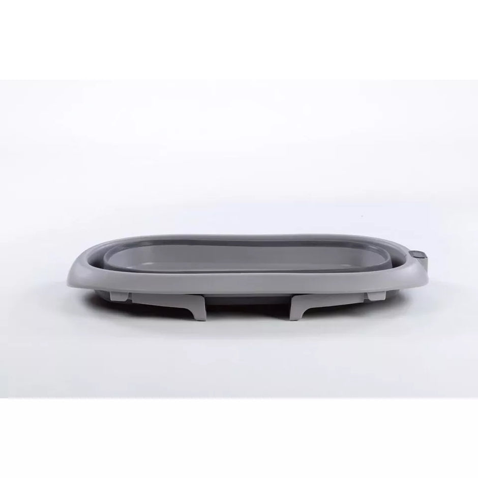 Sulankstoma kūdikio vonelė su termometru ir silikoniniu gultuku BATH&CARE Dark Grey