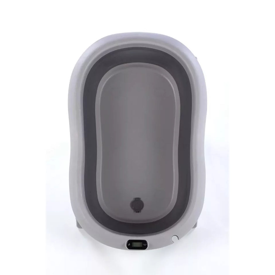 Sulankstoma kūdikio vonelė su termometru ir silikoniniu gultuku BATH&CARE Dark Grey