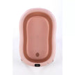 Sulankstoma kūdikio vonelė su termometru ir silikoniniu gultuku BATH&CARE Dark Pink