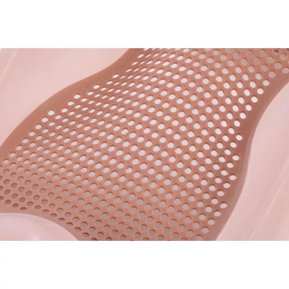 Sulankstoma kūdikio vonelė su termometru ir silikoniniu gultuku BATH&CARE Dark Pink