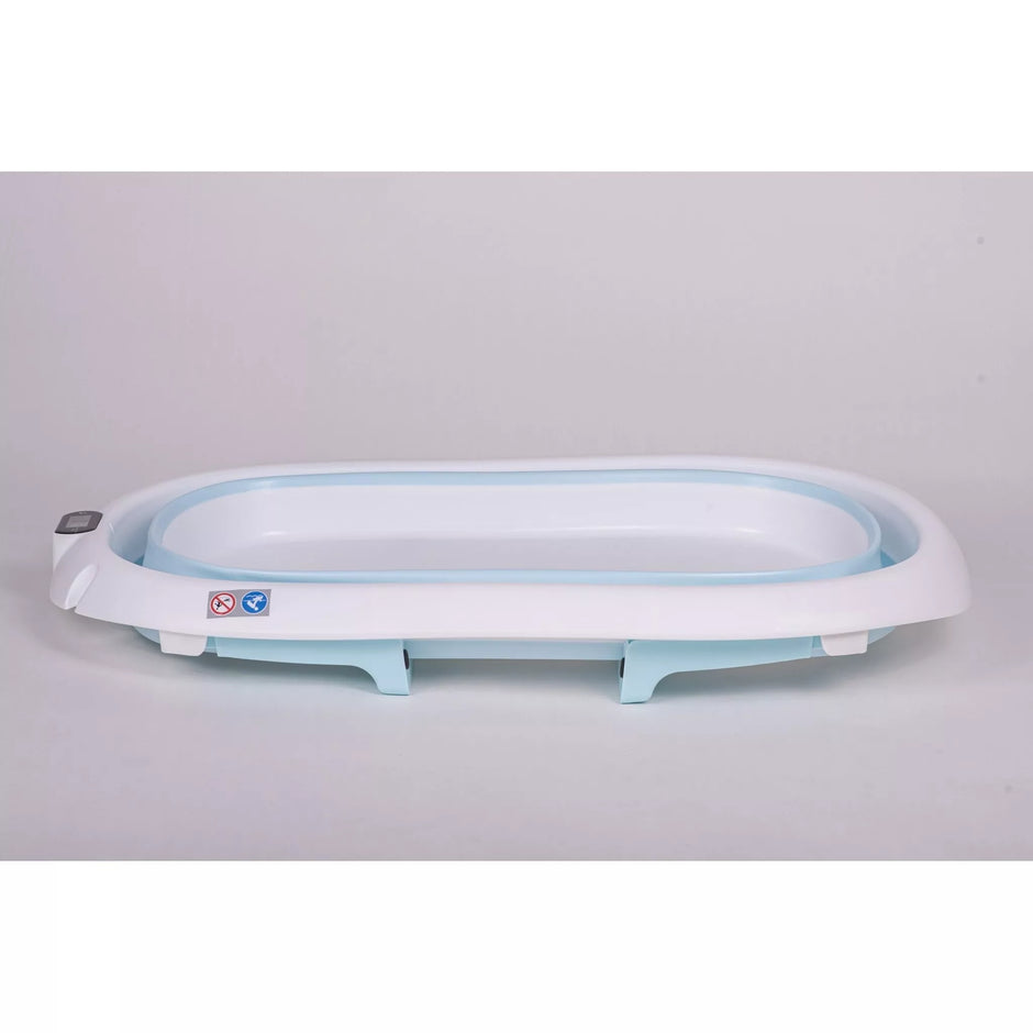 Sulankstoma kūdikio vonelė su termometru ir pagalve BATH&CARE Blue