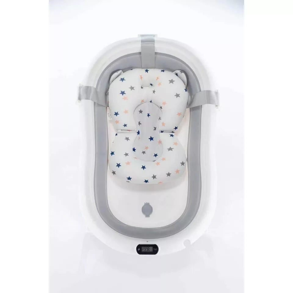 Sulankstoma kūdikio vonelė su termometru ir pagalve BATH&CARE Grey